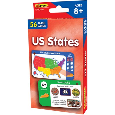 Edupress US States Flash Cards, 56/Pack, 6 Packs/Bundle (TCR62099-6)