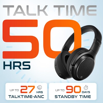 Delton M101 Wireless Active Noise Canceling Bluetooth Stereo Business/Gaming Over-the-Ear Computer Headset, Black (DBHM101D)