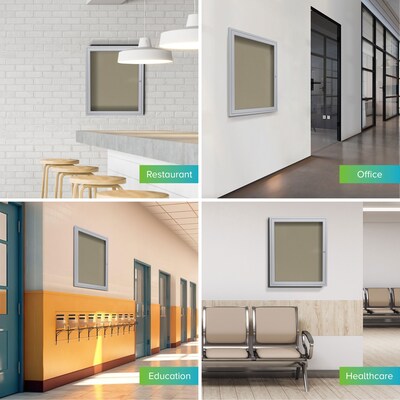 Ghent Vinyl Enclosed Bulletin Board, Satin Frame, 3'H x 2'W (PA13624VX-181)