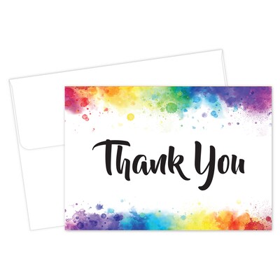 Great Papers Rainbow Burst Thank You Notecard Kits, Multicolored, 24/Pack (2025019)