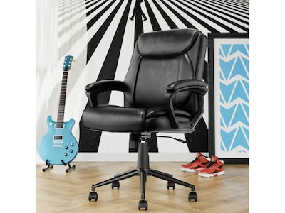 Click365 Transform 1.0 Ergonomic Bonded Leather Swivel Desk Chair, Black (CCHR10001B)