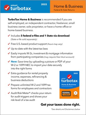 TurboTax Home & Business 2022 Federal + State for 1 User, Windows/Mac, CD/DVD or Download (5101337)
