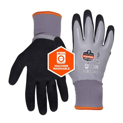 Ergodyne ProFlex 7501 Waterproof Winter Work Gloves, Gray, Small, 144 Pairs (17932)