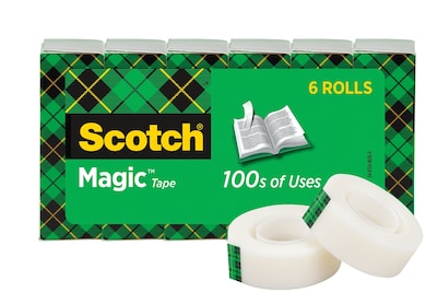 Scotch Magic Tape, Invisible, 3/4 in x 800 in, 6 Tape Rolls, Clear, Refill, Home Office and Back to School Classroom Supplies