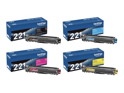 Brother TN-221 Black/Cyan/Magenta/Yellow Standard Yield Toner Cartridges, 4/Pack (TN221SET-STP)