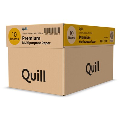 Quill Brand® 8.5" x 11" Premium Multipurpose Paper, 20 lbs., 97 Brightness, 500 Sheets/Ream, 10 Reams/Carton (X81120CT)