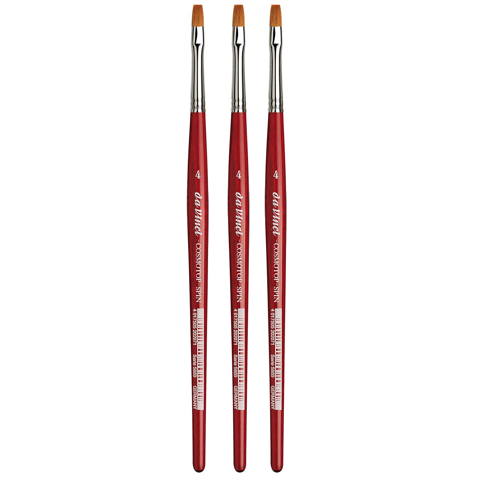 da Vinci COSMOTOP-SPIN Watercolor Synthetic Silkpainting Flat Brush, Size 4, 3 /Pack (DVXVA58804-3)