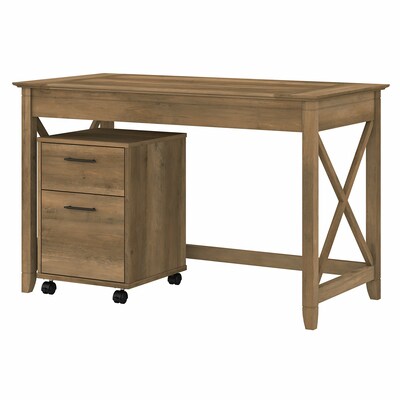 Bush Furniture Key West 48 Writing Desk with File Cabinet, Reclaimed Pine (KWS001RCP)