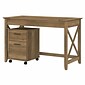 Bush Furniture Key West 48" Writing Desk with File Cabinet, Reclaimed Pine (KWS001RCP)