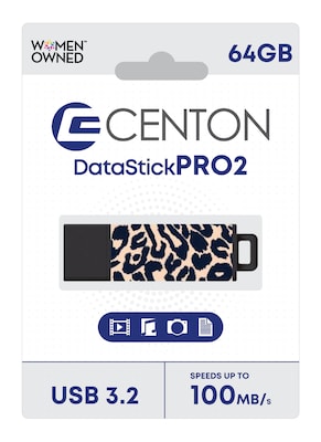 Centon DataStick Pro2 64GB USB 3.2 Type A Flash Drive, Leopard (C1U3T254B64G.25)