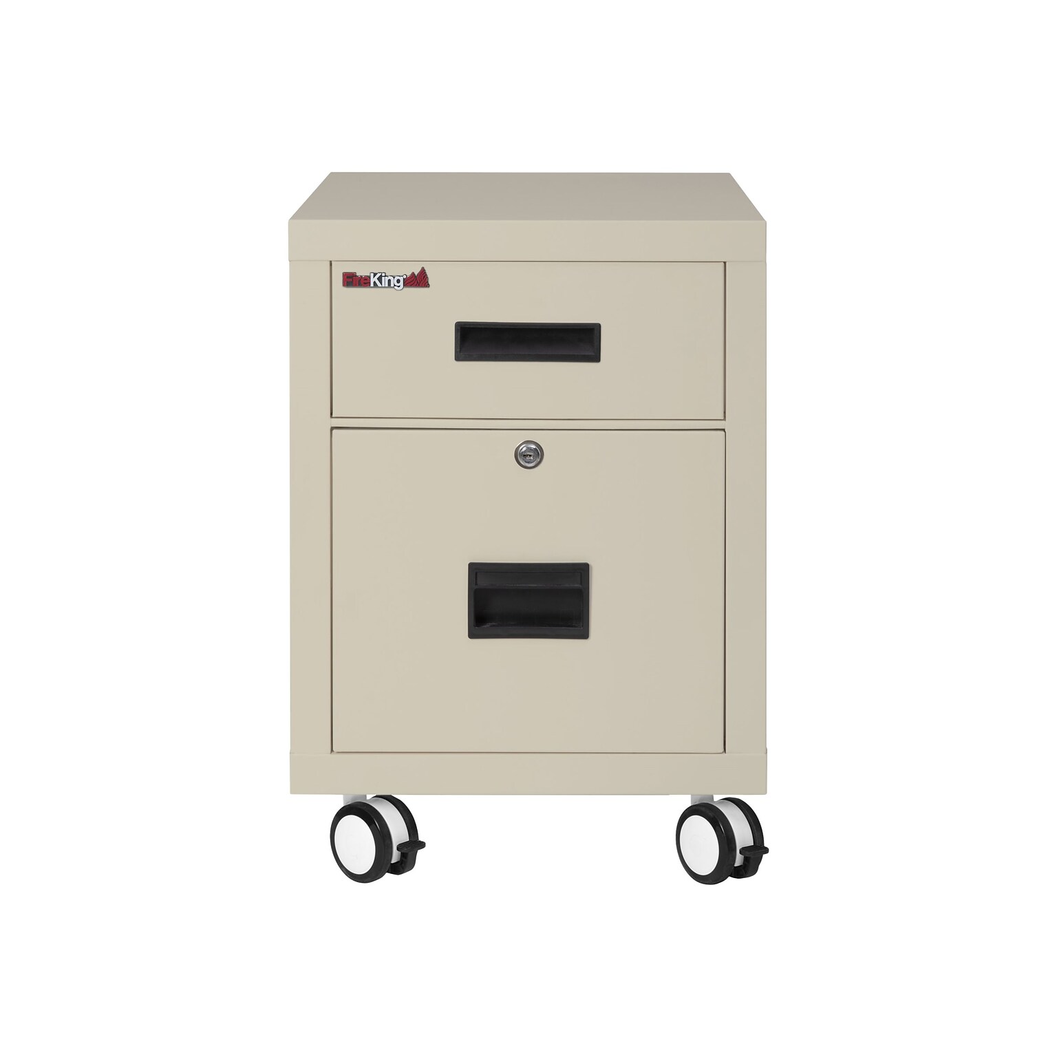 FireKing 2-Drawer Mobile Vertical File Cabinet, Letter/Legal Size, Lockable, Fire Resistant, Parchment (2M1822-1PA)