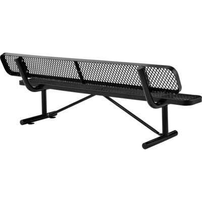 Global Industrial 8' Outdoor Steel Bench w/ Backrest, Expanded Metal, Black (277155BK)
