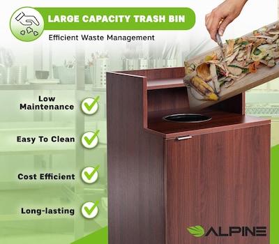Alpine Industries Food Service Trash Can Enclosure, 32 Gallon, Mahogany (ALP476-DH-MA)
