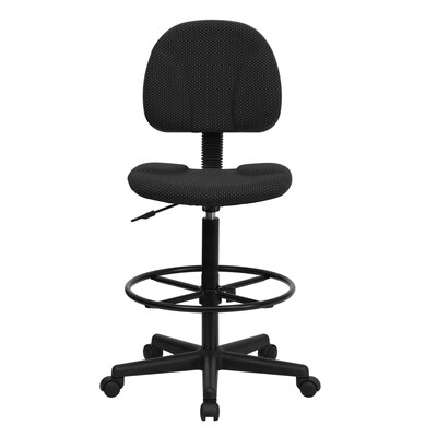 Flash Furniture Mid Back Fabric Ergonomic Drafting Stool, Black