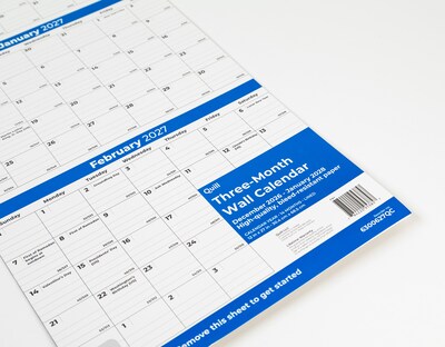 2027 Quill Brand® 27" x 12" Vertical Wall Calendar, White/Blue (63006-27-QCC)