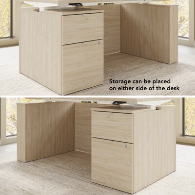 Bush Business Furniture Stratus 60"W Electric Adjustable Standing Desk with File Cabinet, Natural Elm (SUT007NE)