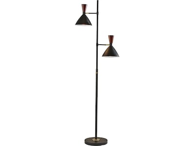 Adesso Arlo 67.25 Matte Black Floor Lamp with 2 Cone Shades (3488-01)