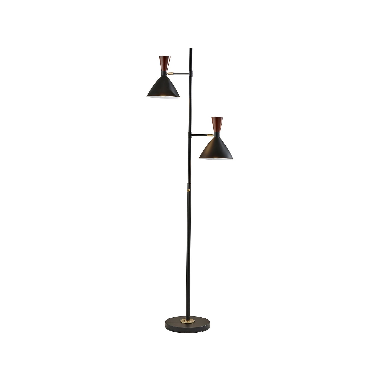 Adesso Arlo 67.25 Matte Black Floor Lamp with 2 Cone Shades (3488-01)