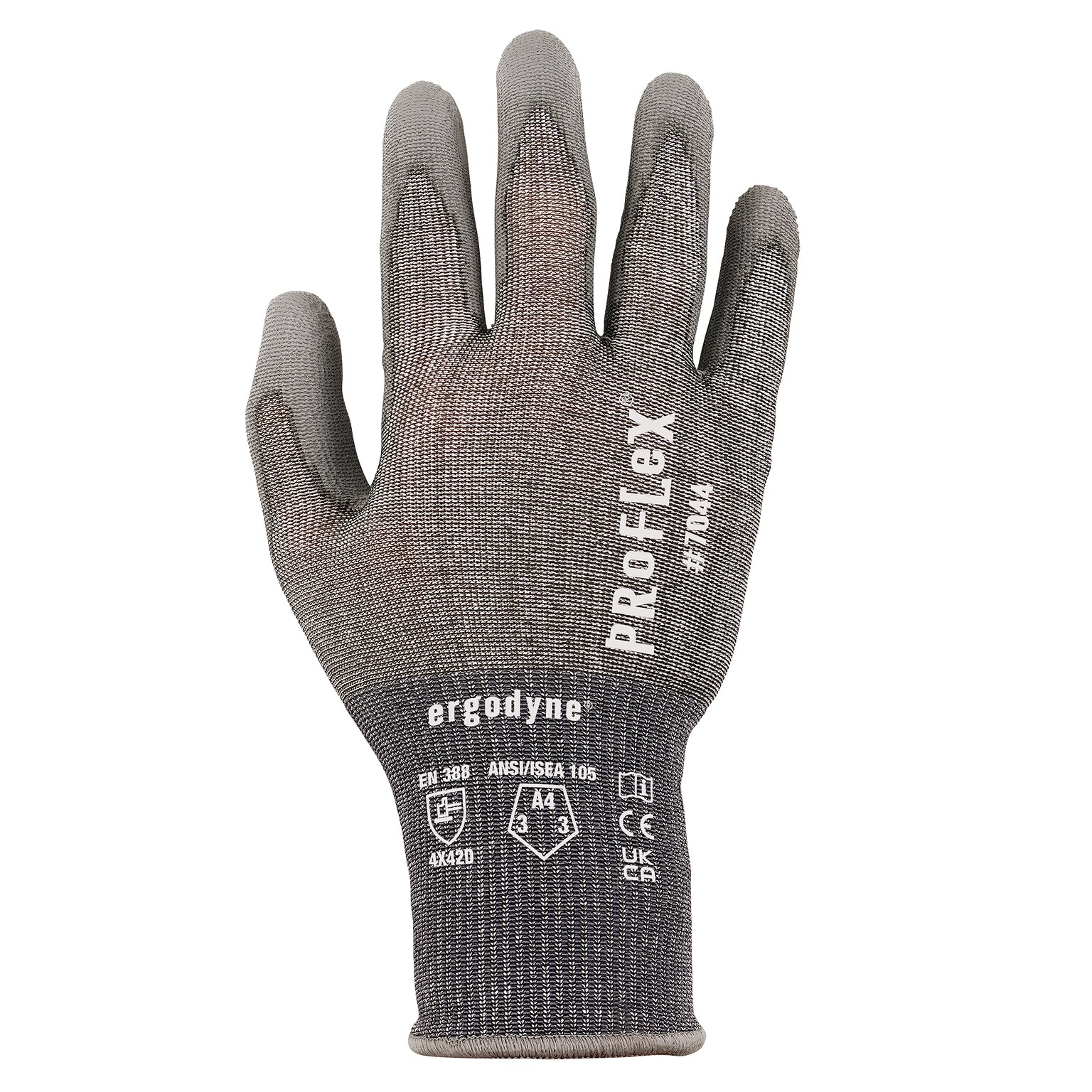 Ergodyne ProFlex 7044 PU Coated Cut-Resistant Gloves, ANSI A4, Gray, XL, 12 Pair (10485)