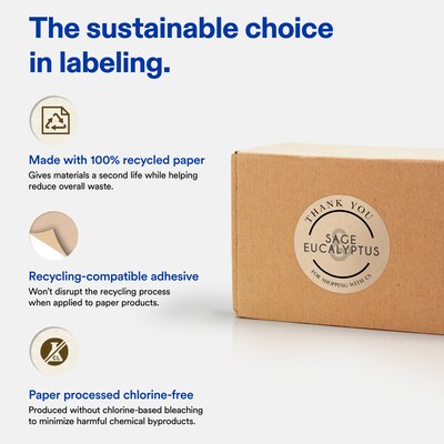Avery Round Laser/Inkjet Multipurpose Labels, 2" Round, Kraft Brown, 20 Labels/Sheet, 50 Sheets/Pack (19479311173)