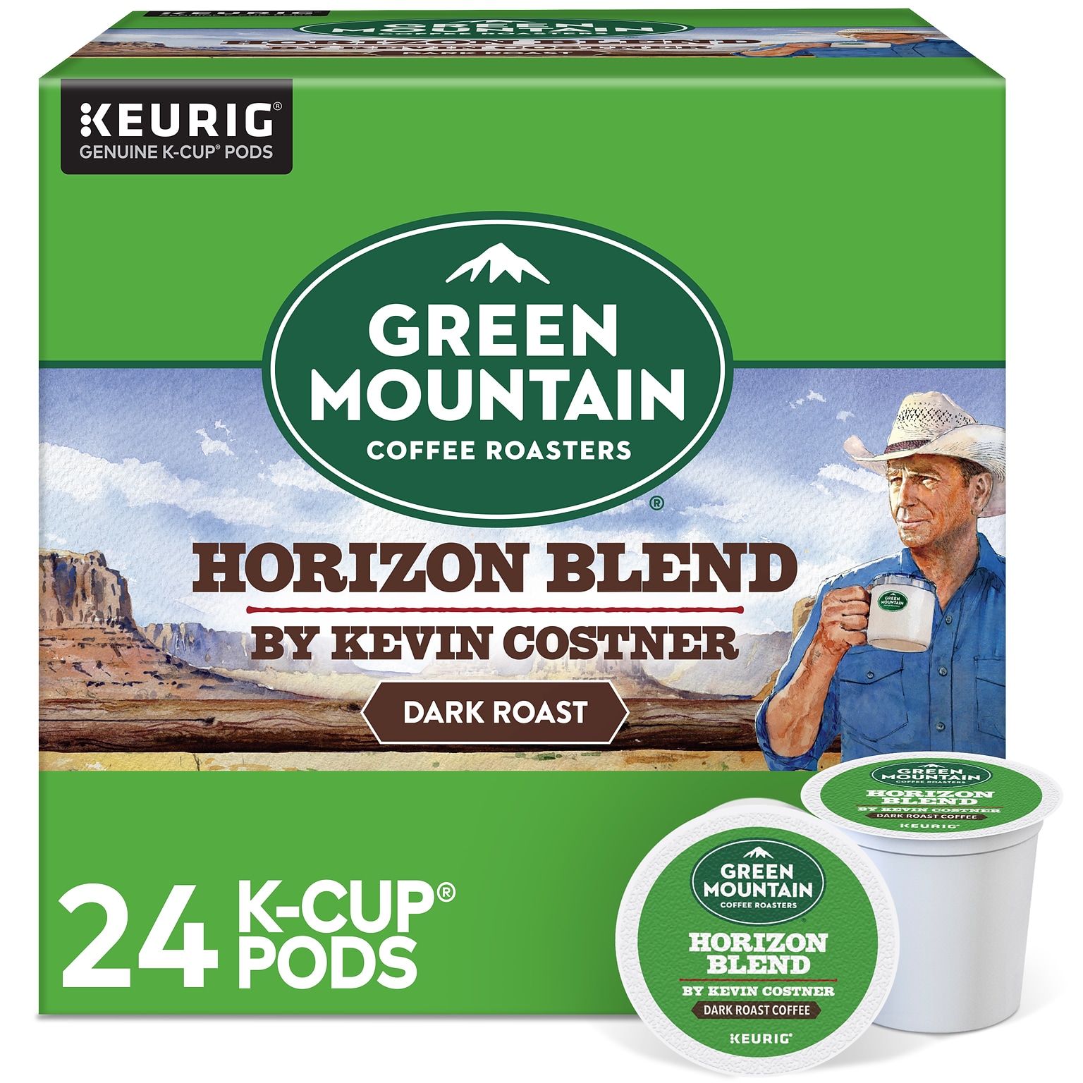 Green Mountain Coffee Roasters Horizon Blend Hot & Iced Coffee Keurig® K-Cup® Pods, Dark Roast, 24 Pods/Box (5000379575)