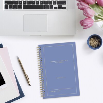 2026-2027 Blue Sky Sincerely Jules Sincerely Blue 5" x 8" Academic Year Weekly & Monthly Planner, Plastic Cover, Blue (161392)