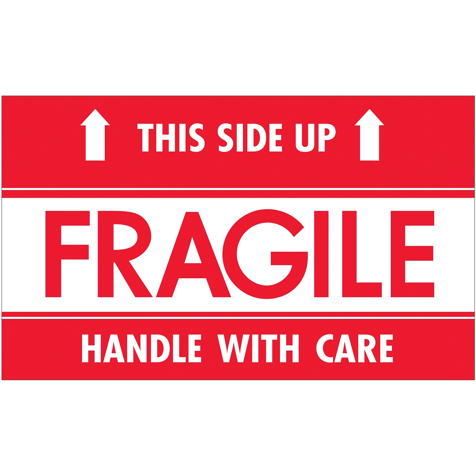 Tape Logic Fragile - This Side Up - HWC Labels, 3 x 5, Red/White, 500/Roll (SCL521)