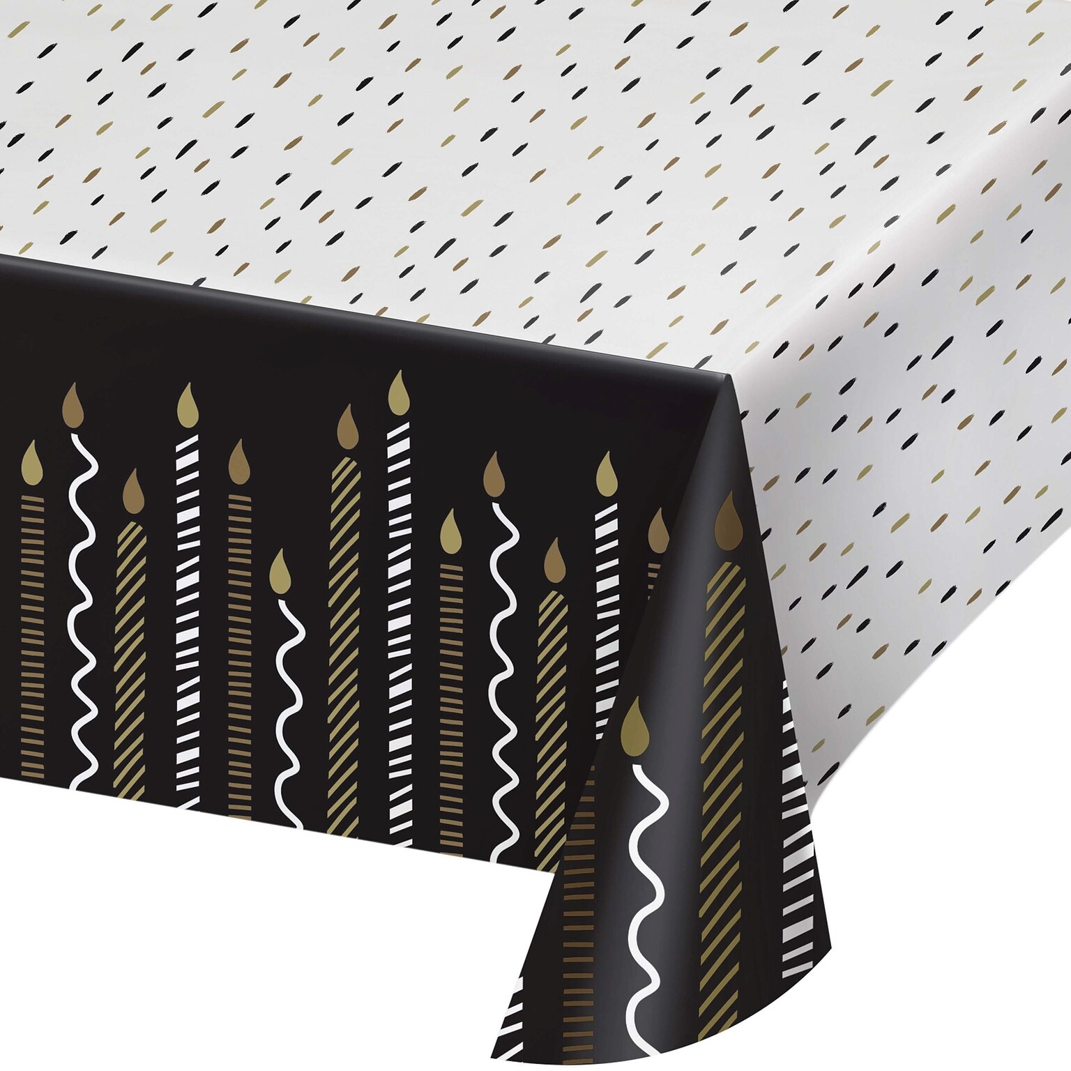 Creative Converting Golden Wishes Tablecloth, Black/Gold, 4/Pack (DTC365093TC)