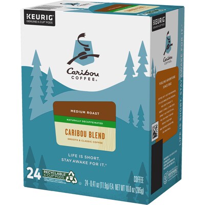 Caribou Coffee Caribou Blend Decaf Coffee, Medium Roast, 0.41 oz. Keurig® K-Cup® Pods, 24/Box (6995)