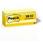 Post-it Notes, 3" x 3", Canary Collection, 90 Sheet/Pad, 18 Pads/Pack (654-18CP)