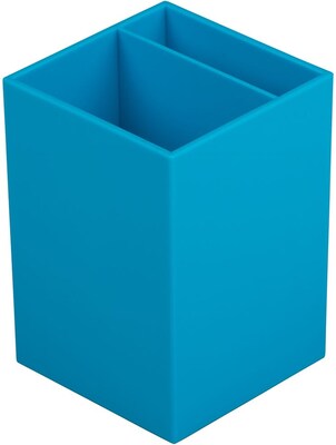 JAM PAPER Plastic Pen Holder, Blue, Desktop Pencil Cup, Sold Individually (341bus)