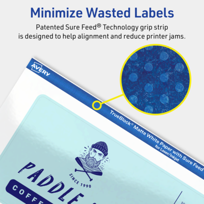 Avery TrueBlock Laser/Inkjet Rectangle Multipurpose Labels, 3" x 7", White, 300/Box (94250)