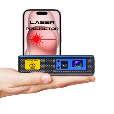 AAXA M8 Laser Projector, 1200 Laser Lumens, 150 Min battery, Auto Keystone, E-focus, Wireless/USBC Mirroring, HDMI, 4K Support