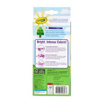 Crayola Watercolor Colored Pencils, Assorted Colors, 12/Box (68-4302)