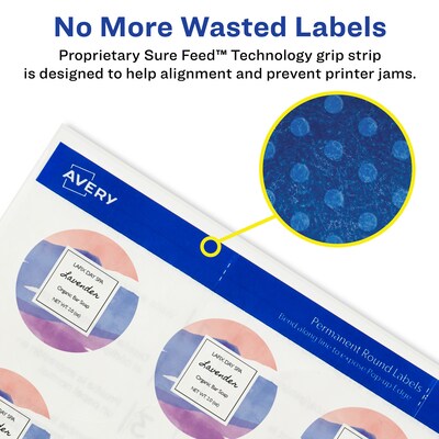 Avery Print-to-the-Edge Laser/Inkjet Square Labels, 2" x 2", Glossy White, 120 Labels/Pack (22565)