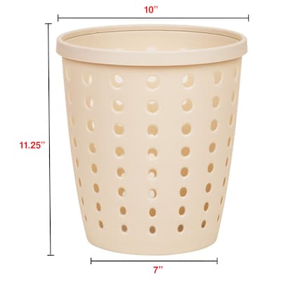 Staples Plastic Trash Can, 2.8 Gallon, Warm White (ST63897)