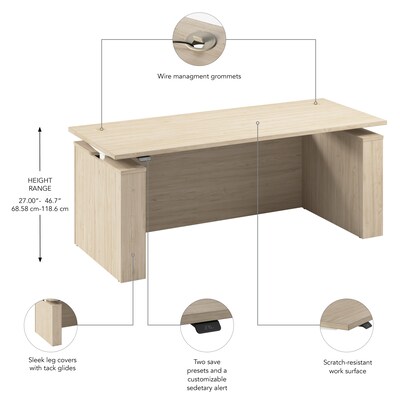 Bush Business Furniture Stratus 72"W Electric Rectangular Adjustable Standing Desk with Modesty Panel, Natural Elm (SUT004NE)