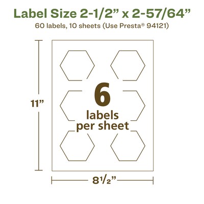 Avery EcoFriendly Laser/Inkjet Decorative Edge Multipurpose Labels, 2-1/2" x 2-57/64", White, 60/Pack (94121)