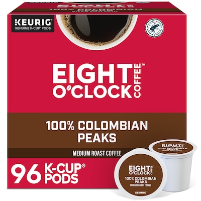 Eight OClock 100% Colombian Peaks Coffee, Keurig K-Cup Pod, Medium Roast, 24/Box, 4 Boxes/Carton (6