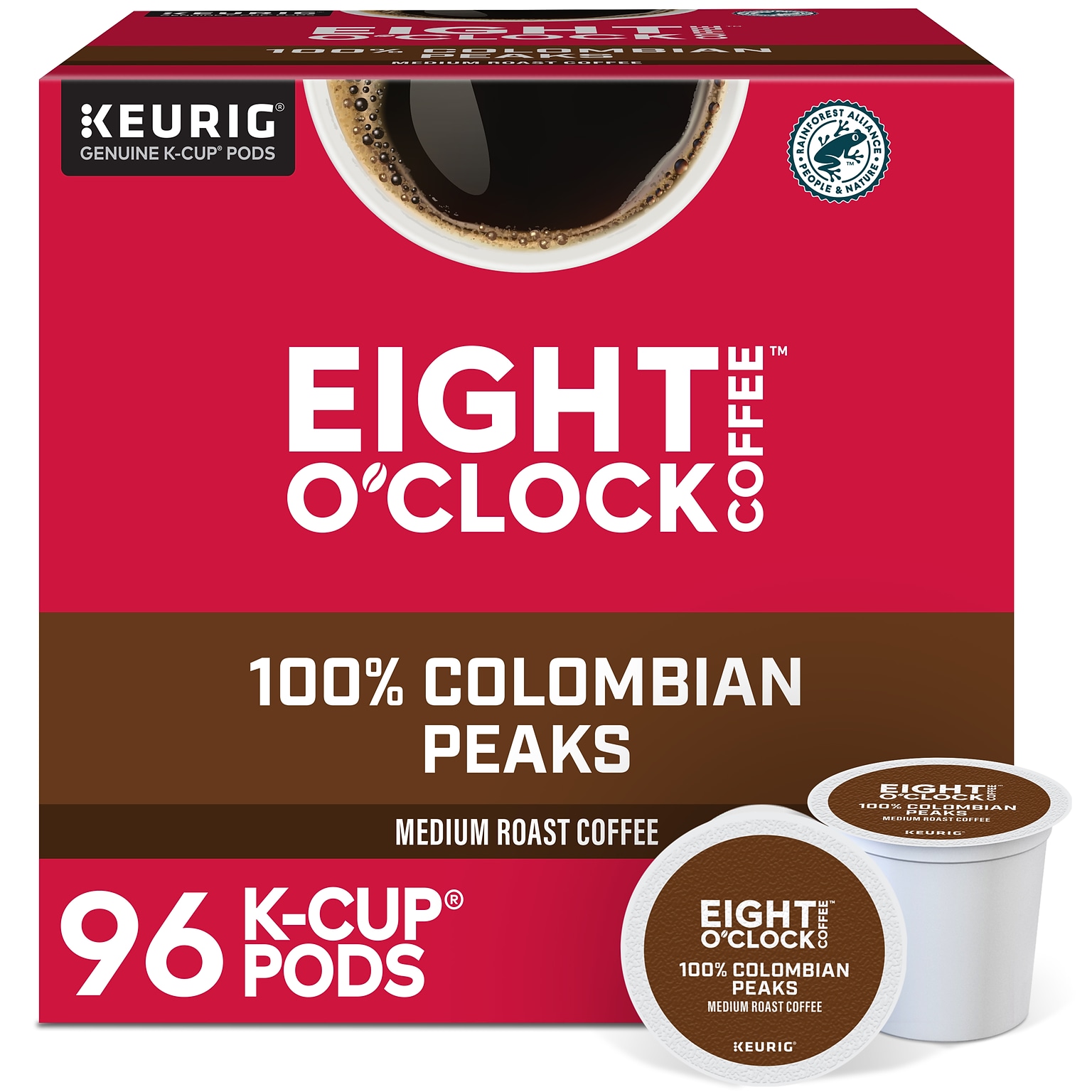 Eight OClock 100% Colombian Peaks Coffee, Keurig K-Cup Pod, Medium Roast, 24/Box, 4 Boxes/Carton (6407CT)