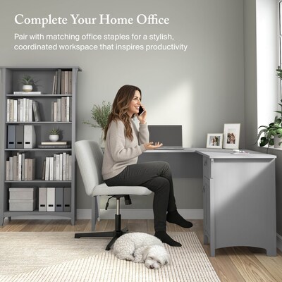 Bush Furniture Salinas 60"W L Shaped Desk with Storage, Cape Cod Gray (SAD160CG-03)