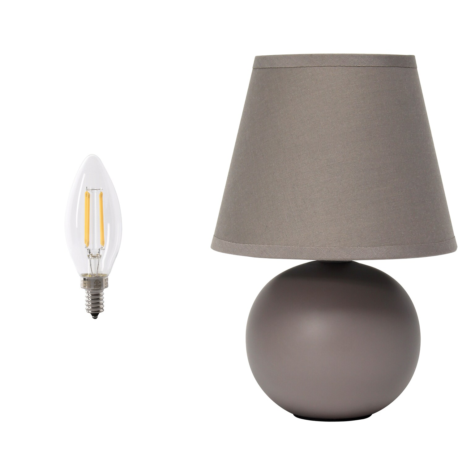 Simple Designs Compact Ceramic Globe 8.66 LED Table Lamp, Gray (LT2008-GRY-LB)