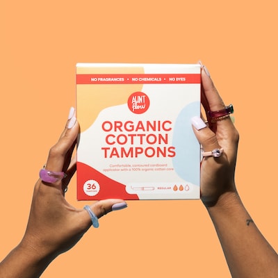 Aunt Flow Regular Absorbency Organic Cotton Tampons, Cardboard Applicator, 36/Box (TAMP-ORG-CMR-36)