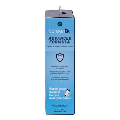 Digital Innovations Screen Dr Advanced Formula Individually Wrapped Screen Cleaning Wipes, 120 Wipes, 1 Microfiber Cloth (32348)
