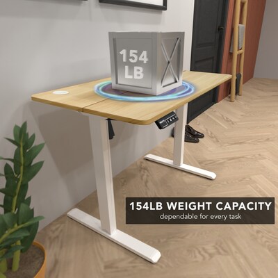 Mount-It! 48"W Electric Rectangular Adjustable Standing Desk, Maple/White (MI-8038)