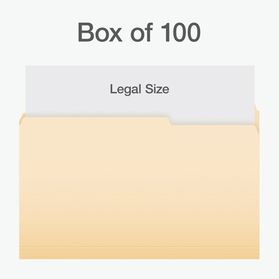 Pendaflex File Folder, 1-Tab, Right Position, Legal Size, Manila, 100/Box (1006983)