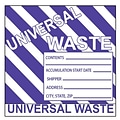 Hazard Labels, Hazardous Materials Shipping, Universal Waste Stripes, 6X6, Adhesive Paper, 500/Roll