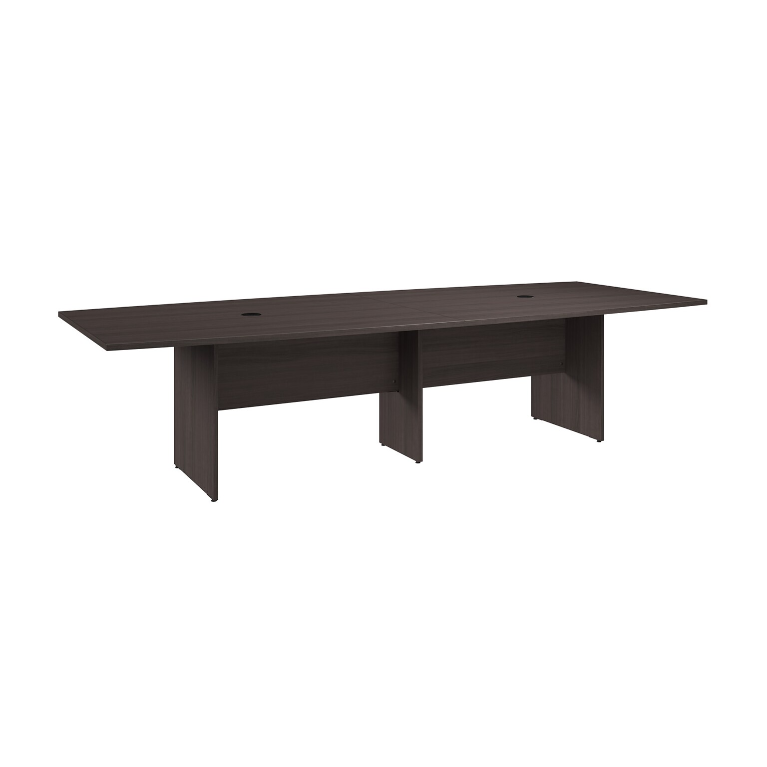 Bush Business Furniture 120W x 48D Boat Shaped Conference Table with Wood Base, Storm Gray (99TB12048SGK)