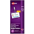 Avery Clip On ID Badge Holder, Clear, 50/Box (2921)