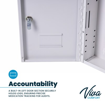 Viva Comfort Medium Double Door Medicine Locking Secure Storage Medical Cabinet, 0.3 cu. ft., White (ADIME999-02-WHI-MK)